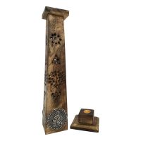Accessories ~ Incense - Tower Incense holder Mango Wood Classic with silver inlay - 2 designs