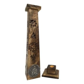 Smoke Towers Mango Wood Incense holder with silver inlay