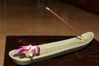 Incense on ash catcher with lotus