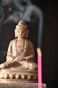 Buddha facing incense stick