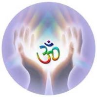 Om symbol in cupped hands