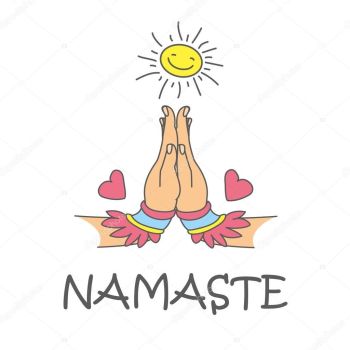 Clip Art namaste with sun and lotus