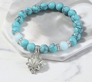 AJ/B L/2  - Healing Stone Bracelet with Luminous Moon Lotus Flower Shaped C