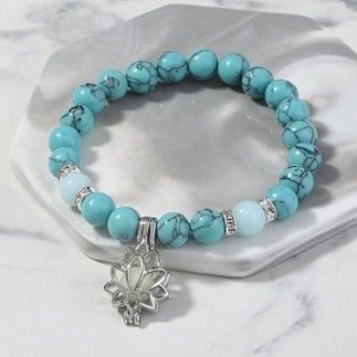 AJ/BL/2  - Healing Stone Bracelet with Luminous Moon Lotus Flower Shape