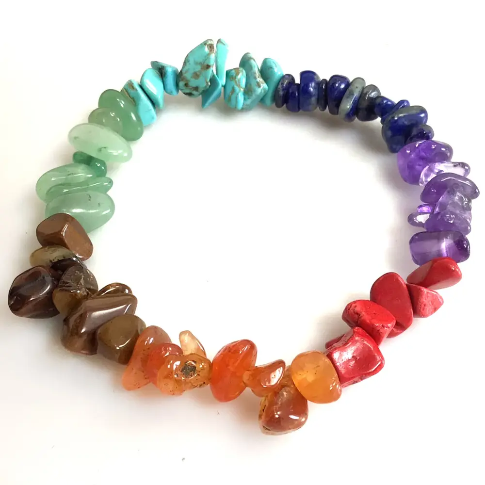 CJ/BL/3 - Ex Large Natural Chipped Gemstone 7 Chakra Bracelet