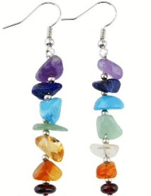 CJ/ER/2 - Natural Chipped Chakra Gemstone Drop Earrings