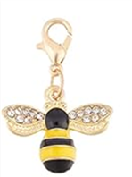 STD/B/C/1a - Single Honeybee Pendant with CZ Crystal wings Charm on Lobster Clasp.