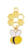 STD/B/C/5/b -  Flat Honeybee with Solid Honeycomb Charm with Lobster Clasp