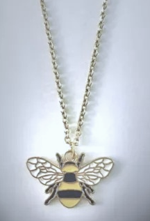 STD/B/NL/3 - Enamel Bee Silver Pendant With White Wings Necklace.