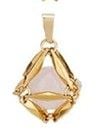 CRY/P/NL/1/e - Natural Gemstones in Cage Necklace - Rose Quartz