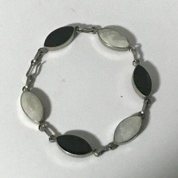 CRY/BL/6 - Sterling Silver Onyx and CZ Bracelet