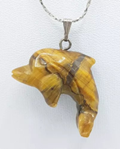 CRY/NL/4 - Tiger Eye Stone Dolphin Shaped Necklace