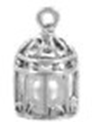 CRY/P/NL/2 - Mini Bird Cage with a Pearl inside Pendant Necklace