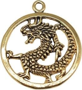 STD/P/5b - “Dancing Dragon in a Ring” Pendant Charm - Gold