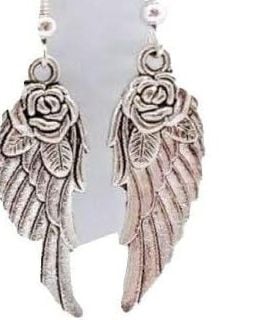 STD/ER/4 - Tibetan Silver plated “Rose on Angel Wings” Earrings