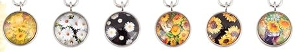 STD/P/K/3a Antique Silver and Platinum Sunflower Charms Keyring. (A 1-6)