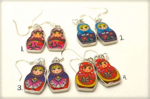 STD/ER/6 - Enamel Floral Ethnic Matryoshka Russian Doll Earrings