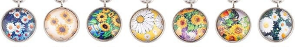 STD/P/NL/3b - Antique Silver and Platinum Sunflower Charms Necklace