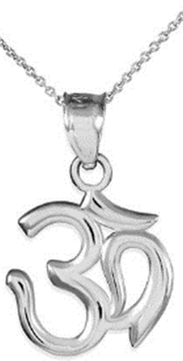 STD/SET/1 -  925 Sterling Silver  “Om” symbol Open Pendant Necklace WITH MATCHING Drop Earrings.