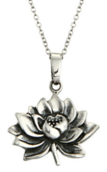 STD/SET/2 - 925 Sterling Silver “Lotus Flower” symbol Pendant Necklace WITH MATCHING Drop Earrings .