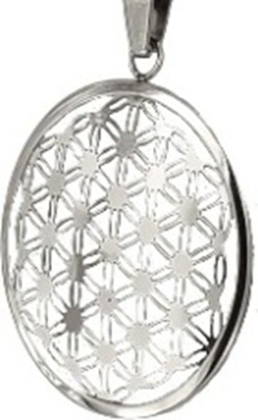 STD/SET/3-925 Sterling Silver “Flower of Life” symbol Oval Pendant Necklace & MATCHING Drop Earrings