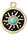 STD/G/P/1/A1 = Gold Sun against Black Centre with Turquoise Stone Pendant - NL or ER