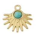 STD/G/P/1/A2 = Gold Sun with Rays & Central Turquoise Stone Pendant - NL or ER