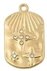 STD/G/P/1/B1 = Flat Gold Cylinder with Stars & CZ Inlay Pendant - NL or ER