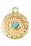 STD/G/P/1/B5  = Gold Disk with Evil Eye with CZ & Turquoise Stone Inlay Pendant - NL or ER