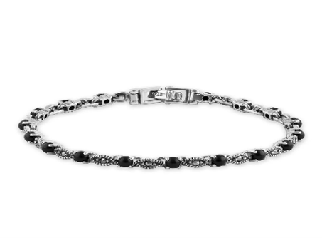 CRY/BL/10 – Marcasite  “Hand of Fatima” with Onyx inlay Bracelet