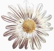 BRO/S/1  -  Vintage Silver Daisy Flower Head with Gold Centre Brooch