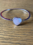 BAN/S/1- 925 Sterling Silver Bangle with MOP/Scroll design Heart central clasp