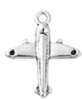 STD/AP1/C/5 - Tibetan Silver Aircraft Charm – Small 2 engine/ dots on wing.