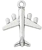 STD/AP1/C/7 - Tibetan Silver Aircraft Charm – Med. Boeing 747 - 4 engine/ lined tail