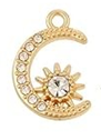 STD/G/P1/ER/A3 = Gold Crescent Moon with CZ Inlay & Sun with CZ Pendant Earrings