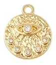 STD/G/P1/ER/B3 = Gold Disc with Evil Eye & CZ with 5 Stars below Pendant Earrings