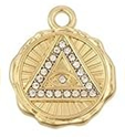 STD/G/P1/ER/B4  = Gold Disk with All-Seeing Eye & CZ Stones Pendant Earrings