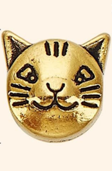 STD/G/ER/3  -  Gold Tibetan Kitten Cat face drop Earrings