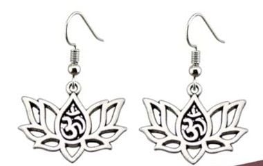 STD/ER/7 - “Lotus Flower” with Om symbol in centre Earrings.