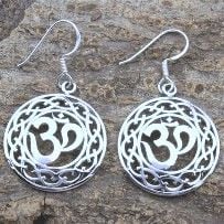 STD/ER10 - 925 Sterling Silver “Om” Symbol round scroll design Earrings.