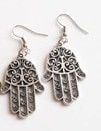 STD/ER16 - Scroll Design Hand Of Fatima Tibetan Silver Earrings