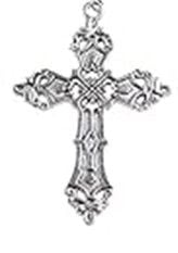 STD/NL/1 - Lge Silver Plated Baroque Detailed Style Cross Necklace