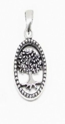 CRY/NL20 - Unique 925 OVAL Marcasite “TREE OF LIFE” Diamond Cut Necklace