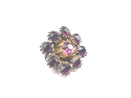 CLIP/ER/3 - Vintage Flower Shape with Amethyst  Rhinestone Clip – on Earrin