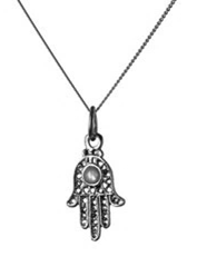 CRY/NL/9 – Silver Hand of Fatima with CZ centre Pendant Necklace