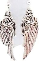 STD/ER/4 - Tibetan Silver plated “Rose on Angel Wings” Earrings