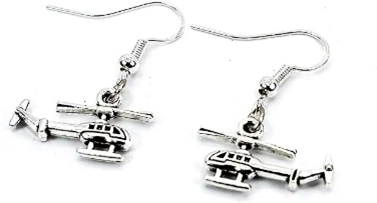 STD/AP/ER/1 - Tibetan Silver Helicopter Charm Earring