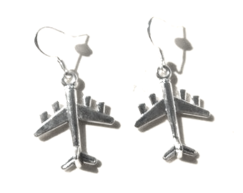 STD/AP/ER/7 - Tibetan Silver Aircraft Charm – Med. Boeing 747 Earring