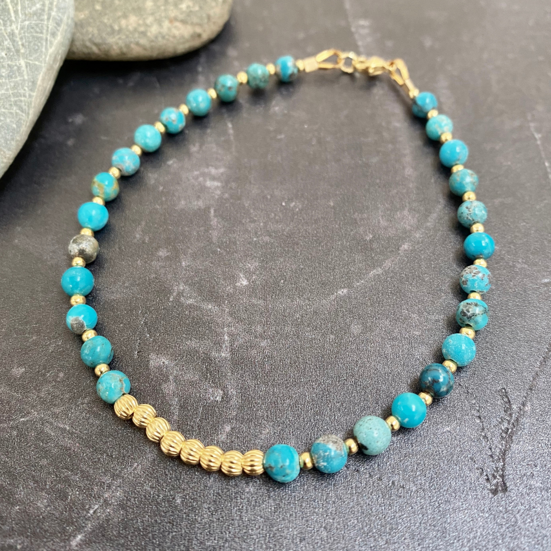 Turquoise & Gold Vermeil Stacking Bracelet
