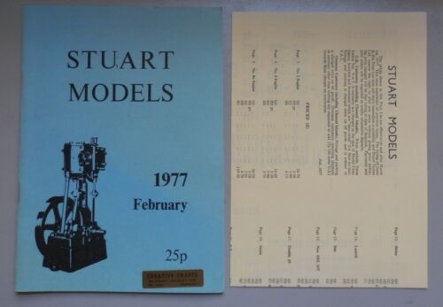 STUART MODELS LIVE STEAM ENGINE 1977 CATALOGUE & PRICE LIST